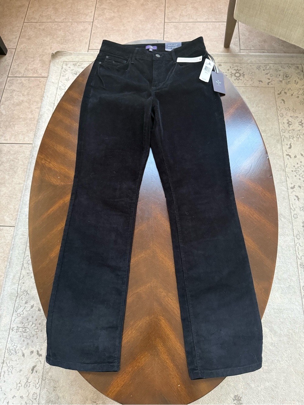 NYDJ Marilyn Corduroy Straight-Leg Jeans pants - Black 32” inseam